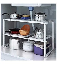 Adjustable Kitchen Storage Rack Pool Space Under-Sink Storage Shelves 2 Tier